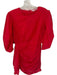 Rhode Size S Red Cotton Balloon Sleeve Ruffle Accent high neck Mini Dress Red / S