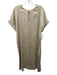 Lafayette 148 Size M Beige & White Silk & Lycra Short Sleeve Textured Dress Beige & White / M