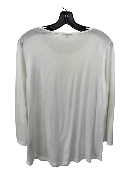 Massimo Dutti Size L White Lyocell blend Round Neck Long Sleeve Top White / L