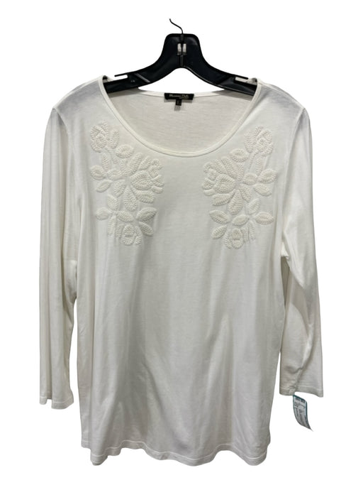 Massimo Dutti Size L White Lyocell blend Round Neck Long Sleeve Top White / L