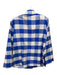 Nina Mclemore Size 10 Blue & White Silk Gingham Collared Button Up Top Blue & White / 10