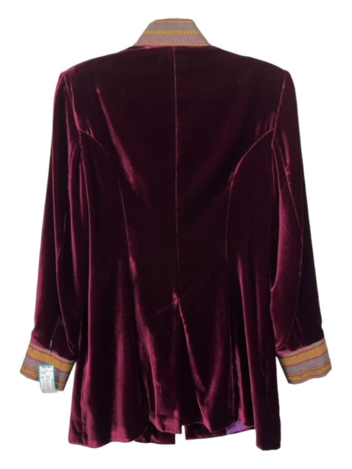 Susanne Von Dornberg Size 42 Maroon Red Viscose Blend Velvet Nehru Collar Jacket Maroon Red / 42