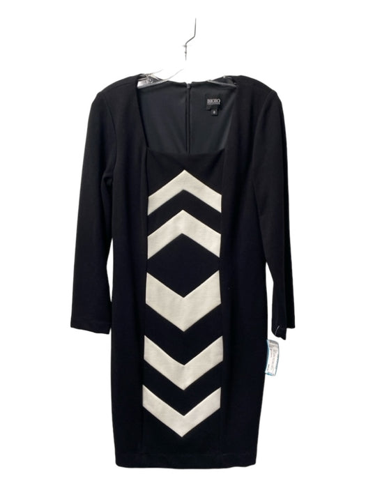 Bigio Collection Size 8 Black & White Rayon Blend Square Neck Chevron Dress Black & White / 8