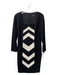 Bigio Collection Size 8 Black & White Rayon Blend Square Neck Chevron Dress Black & White / 8