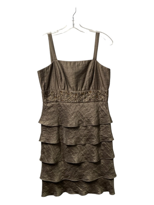 R&M Richards Size 10 Bronze Rayon Blend Sleeveless Tiered Bolero Dress Set Bronze / 10