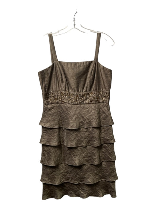 R&M Richards Size 10 Bronze Rayon Blend Sleeveless Tiered Bolero Dress Set Bronze / 10