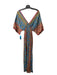 Paani Size S Blue & Multi Polyester V Neck V Back Drop Shoulder Tie Front Dress Blue & Multi / S