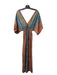 Paani Size S Blue & Multi Polyester V Neck V Back Drop Shoulder Tie Front Dress Blue & Multi / S