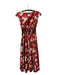 Kate Spade Size XS Red & Multi Cotton V Neck Sleeveless Smocked Waist Midi Dress Red & Multi / XS