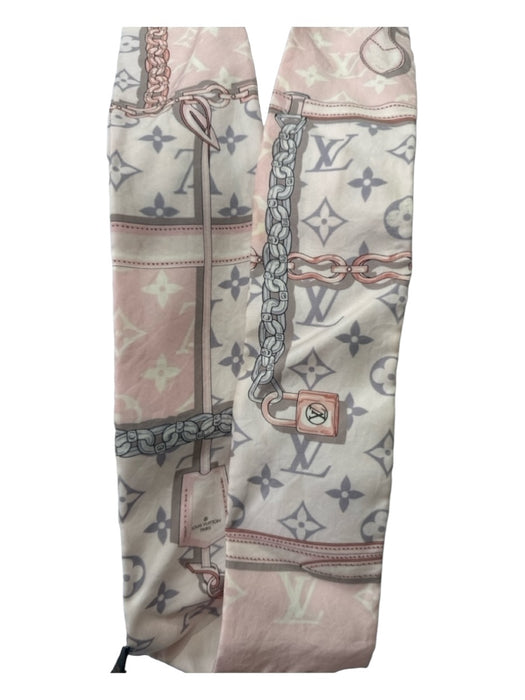 Louis Vuitton Pink & gray Silk Twilly Chain Print Monogram scarf Pink & gray / XS