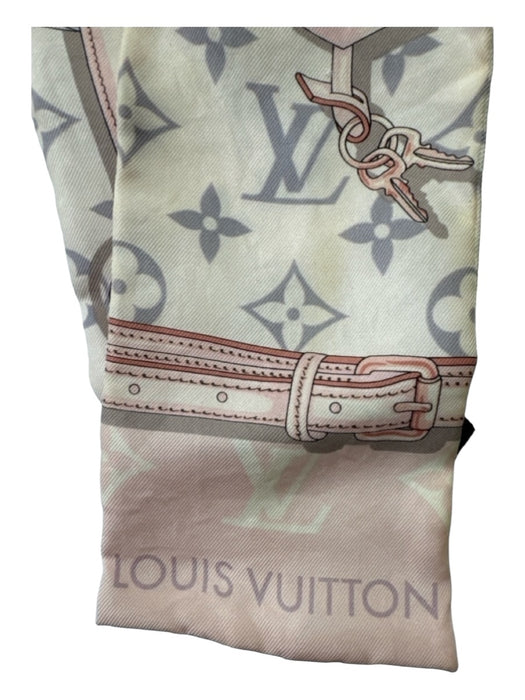 Louis Vuitton Pink & gray Silk Twilly Chain Print Monogram scarf Pink & gray / XS