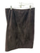 St John Collection Size 14 Brown Suede Zip Back Paneled Below Knee Skirt Brown / 14