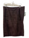 St John Collection Size 14 Brown Suede Zip Back Paneled Below Knee Skirt Brown / 14