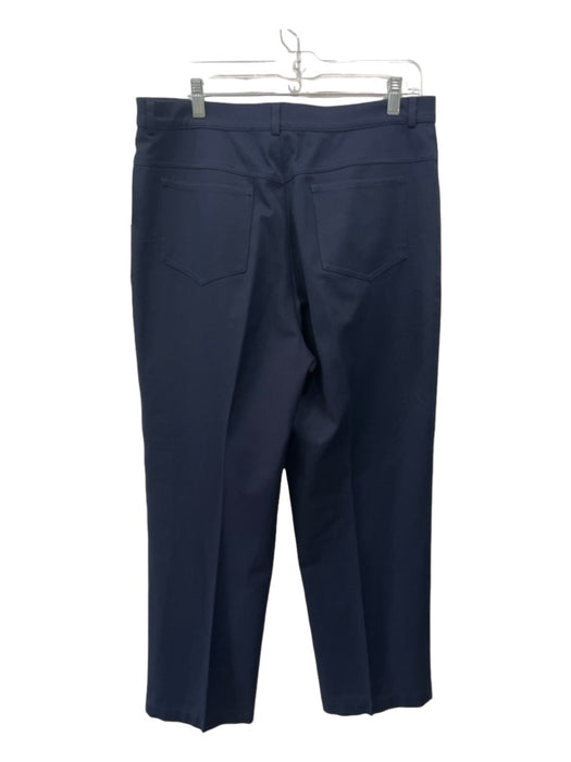 St John Sport Size 14 Navy Cotton Button & Zip High Rise Straight Leg Pants Navy / 14