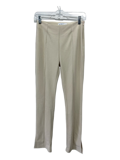 En Saison Size XS Beige Polyester Side Zip Ankle Slits Pants Beige / XS