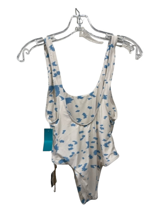 Stone Fox Swim Size XS Cream & Baby Blue Nylon Splotch One Piece Swimsuit Cream & Baby Blue / XS