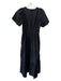 By Anthropologie Size S Black Cotton V Neck Elastic Waist Short Sleeve Dress Black / S