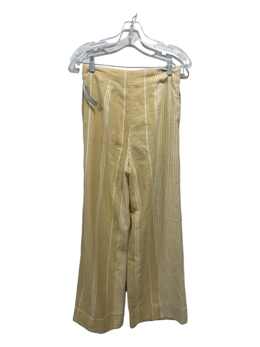 Free People Size XS Mustard & White Cotton Striped Crop Top Wide Leg Pants Set Mustard & White / XS