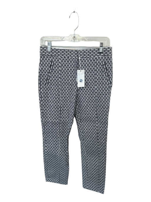 Tory Burch Size 4 Navy & white Cotton jaquard Basket Weave Pants Navy & white / 4