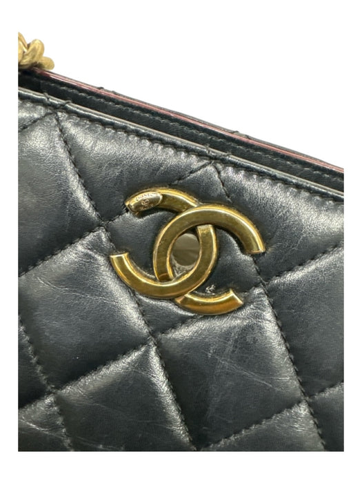 Chanel Black Leather Quilted Gold Hardware Chain Tote Bag Black / Large