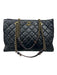 Chanel Black Leather Quilted Gold Hardware Chain Tote Bag Black / Large