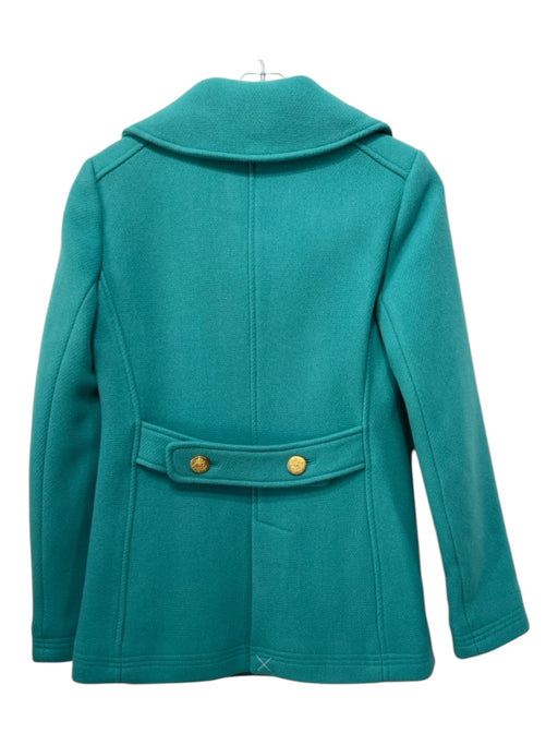 J Crew Size 00 Teal Green Wool & Nylon Blend Collar Gold Button Detail Jacket Teal Green / 00