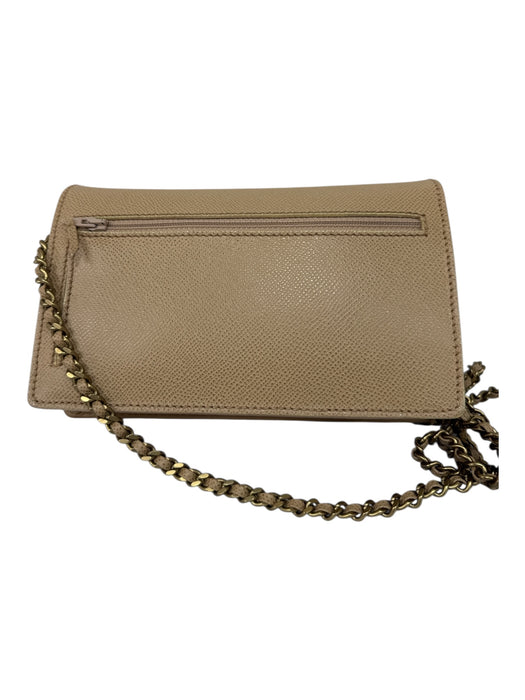 Chanel Tan & Gold Caviar Leather Interlocking C's Chain Strap Wallet Bag Tan & Gold / Small