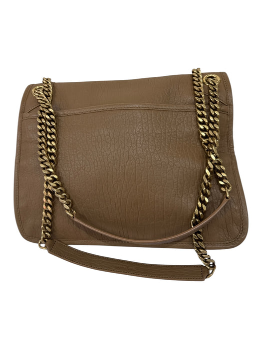 Yves Saint Laurent Dark Tan Lamb leather Grained Flap Closure Logo Bag Dark Tan / Medium