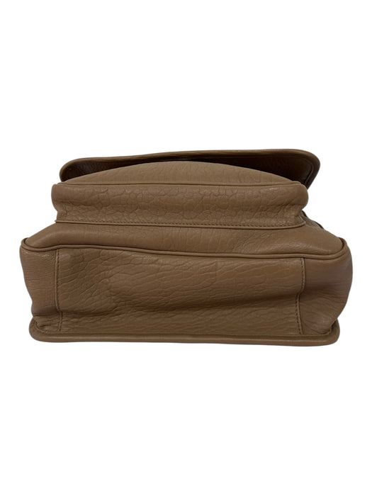 Yves Saint Laurent Dark Tan Lamb leather Grained Flap Closure Logo Bag Dark Tan / Medium