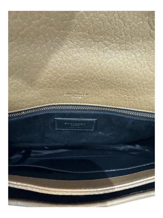 Yves Saint Laurent Dark Tan Lamb leather Grained Flap Closure Logo Bag Dark Tan / Medium
