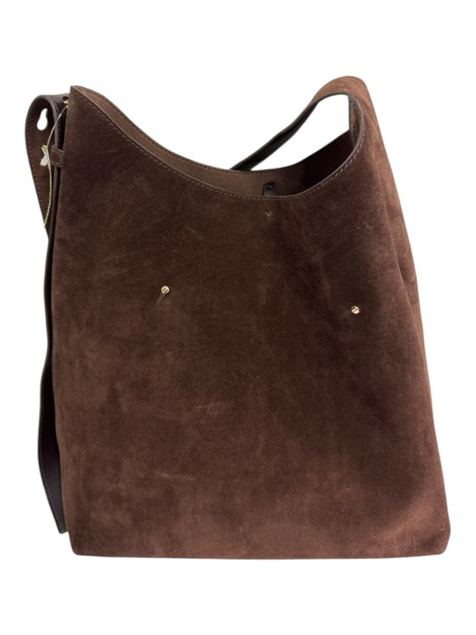 Tory Burch Dark Brown Leather Suede Shoulder Strap Gold Hardware Adjustable Bag Dark Brown / Large