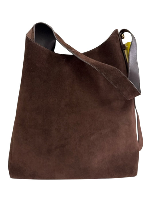 Tory Burch Dark Brown Leather Suede Shoulder Strap Gold Hardware Adjustable Bag Dark Brown / Large