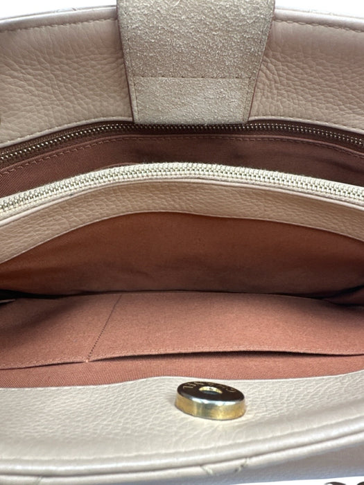 Chanel Beige Leather Quilted Chain Detail Toggle Pocket Shoulder Bag Beige