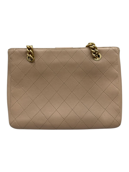 Chanel Beige Leather Quilted Chain Detail Toggle Pocket Shoulder Bag Beige