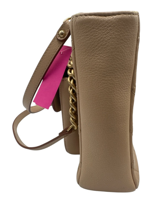 Chanel Beige Leather Quilted Chain Detail Toggle Pocket Shoulder Bag Beige