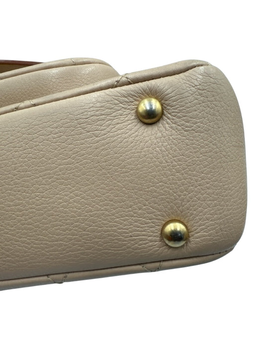 Chanel Beige Leather Quilted Chain Detail Toggle Pocket Shoulder Bag Beige