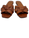 Saint Laurent Shoe Size 36.5 Cognac Brown Leather Upper Woven Slide Mule Sandals Cognac Brown / 36.5