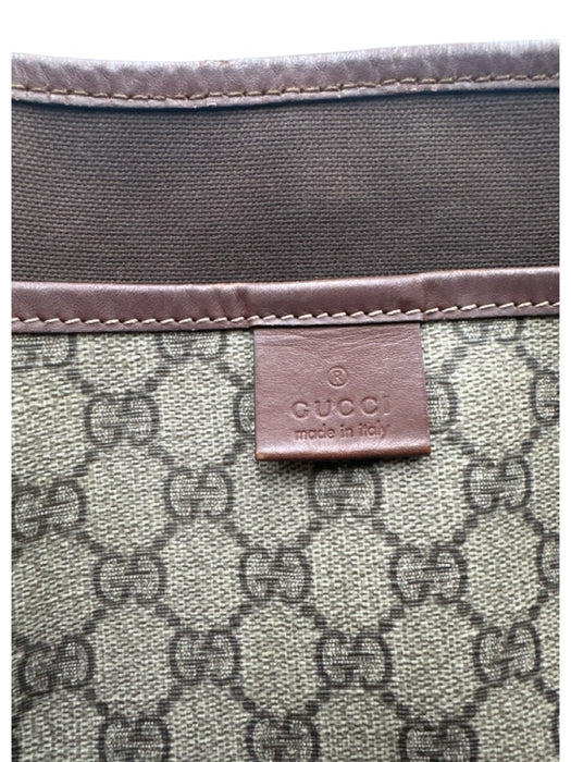 Gucci Beige Brown Coated Canvas Guccissima Web Detail Open Top Tote Bag Beige Brown