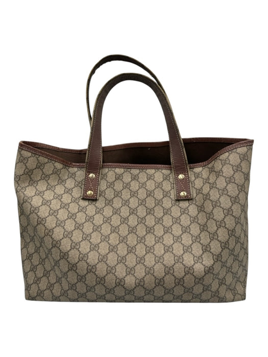 Gucci Beige Brown Coated Canvas Guccissima Web Detail Open Top Tote Bag Beige Brown