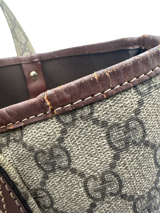 Gucci Beige Brown Coated Canvas Guccissima Web Detail Open Top Tote Bag Beige Brown