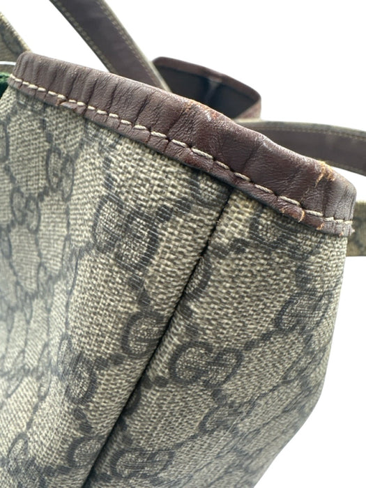 Gucci Beige Brown Coated Canvas Guccissima Web Detail Open Top Tote Bag Beige Brown