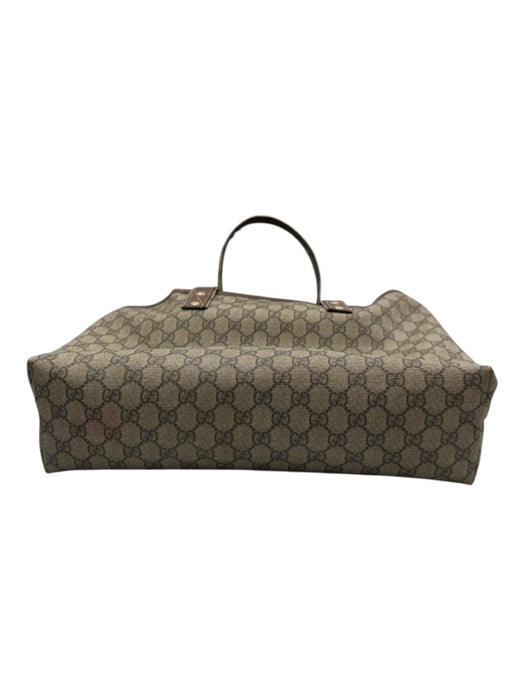 Gucci Beige Brown Coated Canvas Guccissima Web Detail Open Top Tote Bag Beige Brown