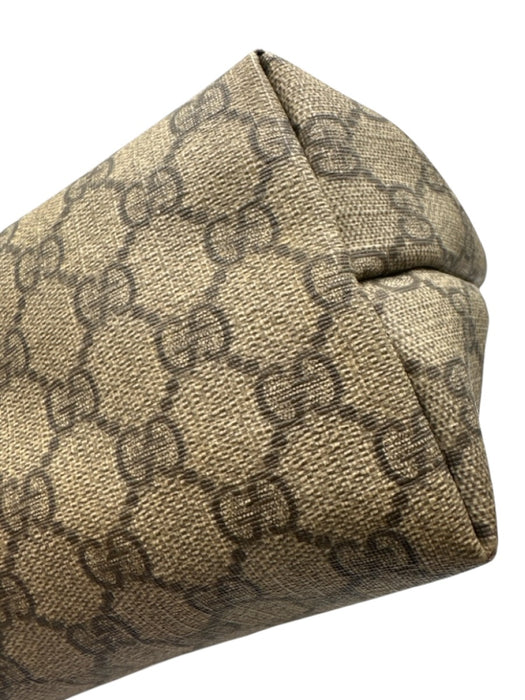 Gucci Beige Brown Coated Canvas Guccissima Web Detail Open Top Tote Bag Beige Brown