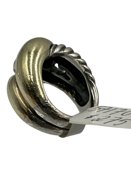 David Yurman Gold & Silver Sterling Silver Gold Engraved Ring Gold & Silver