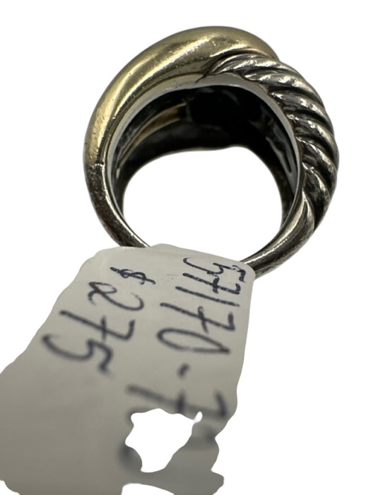 David Yurman Gold & Silver Sterling Silver Gold Engraved Ring Gold & Silver