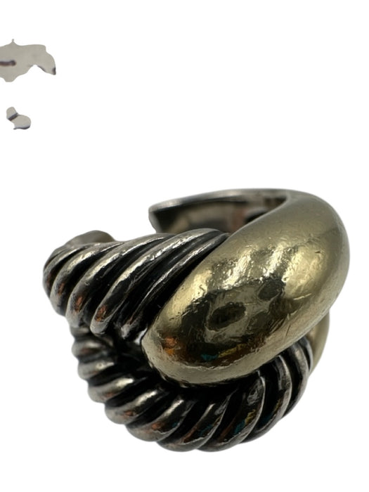 David Yurman Gold & Silver Sterling Silver Gold Engraved Ring Gold & Silver