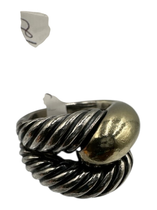 David Yurman Gold & Silver Sterling Silver Gold Engraved Ring Gold & Silver