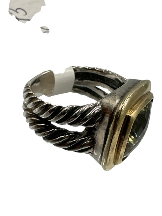 David Yurman Green Silver & Gold Sterling Albion Square Ring Green