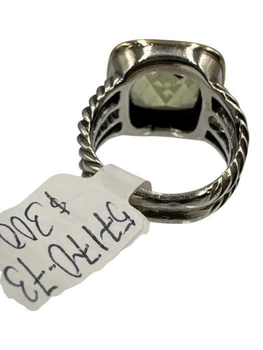 David Yurman Green Silver & Gold Sterling Albion Square Ring Green