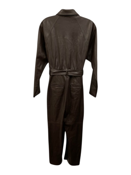 Marissa Webb Size 2 Dark Brown Polyester & Polyurethane Pleather Snaps Jumpsuit Dark Brown / 2